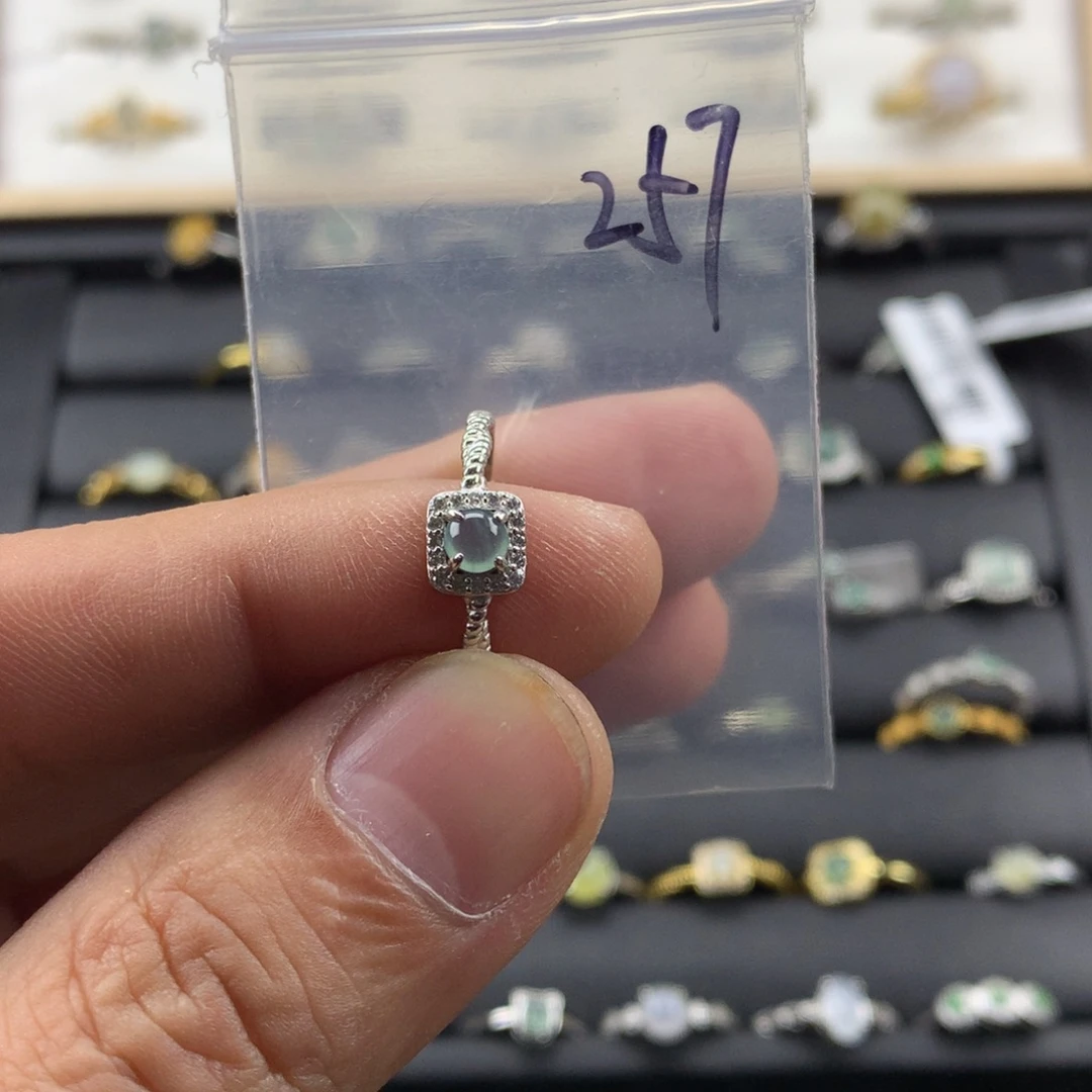 月****翡翠银S925镀金镶嵌戒指257