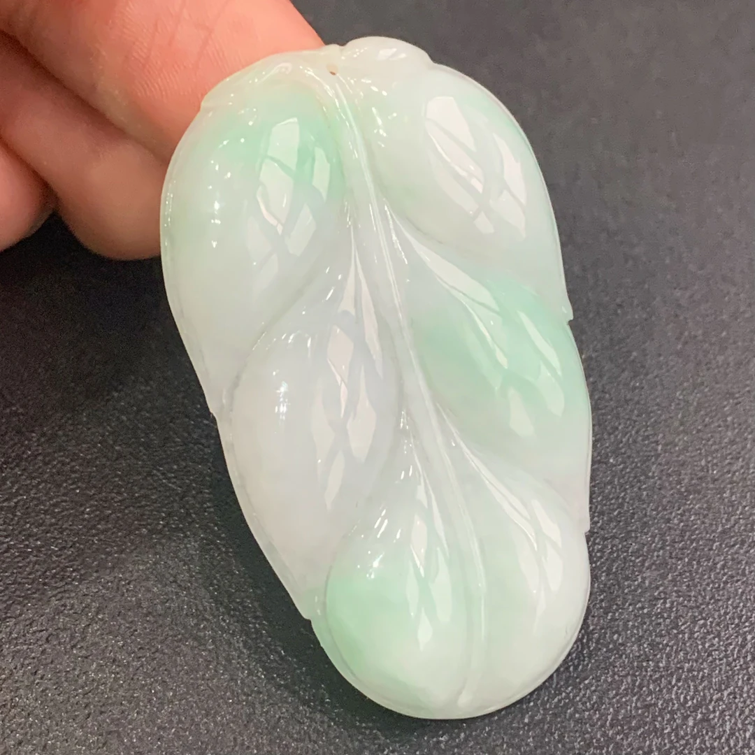 八七珠宝翡翠CHH冰胶大号叶子 多样性发一件 天然A货翡翠