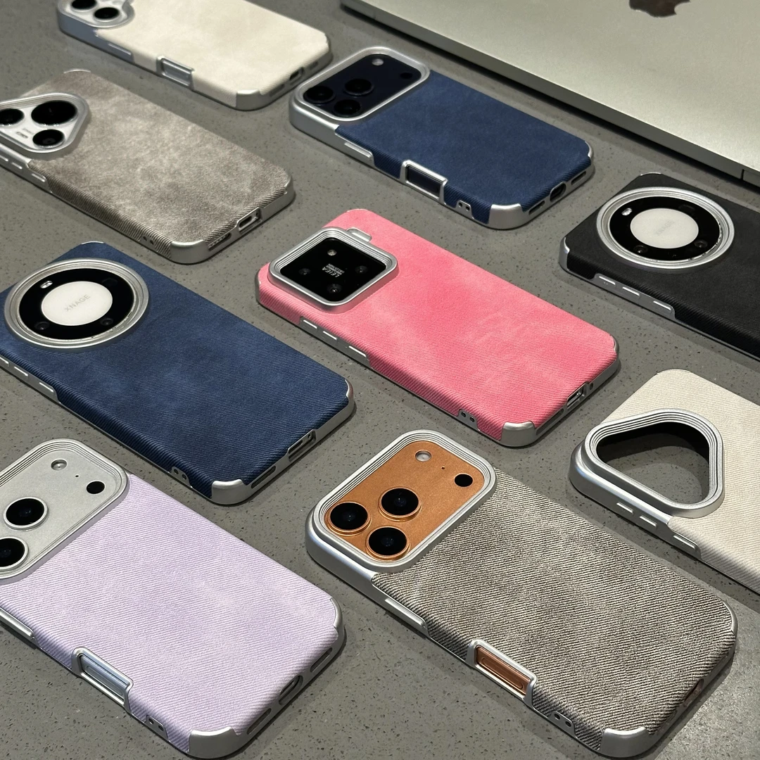 BANCA复古纯色牛仔纹适用苹果17/16promax手机壳华为oppo小米vivo