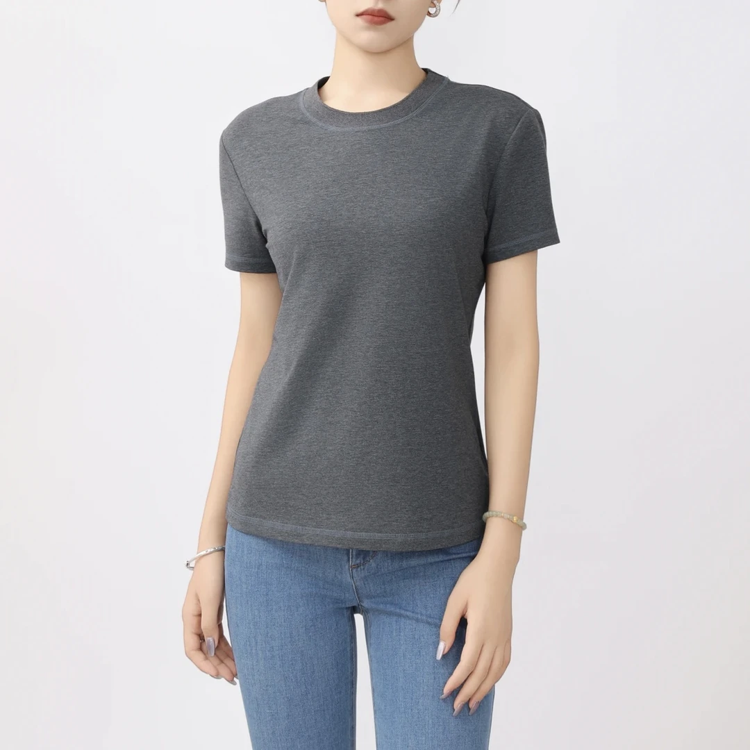 阿玛施时尚高端打底衫基础百搭缝线设计圆领T恤5301025