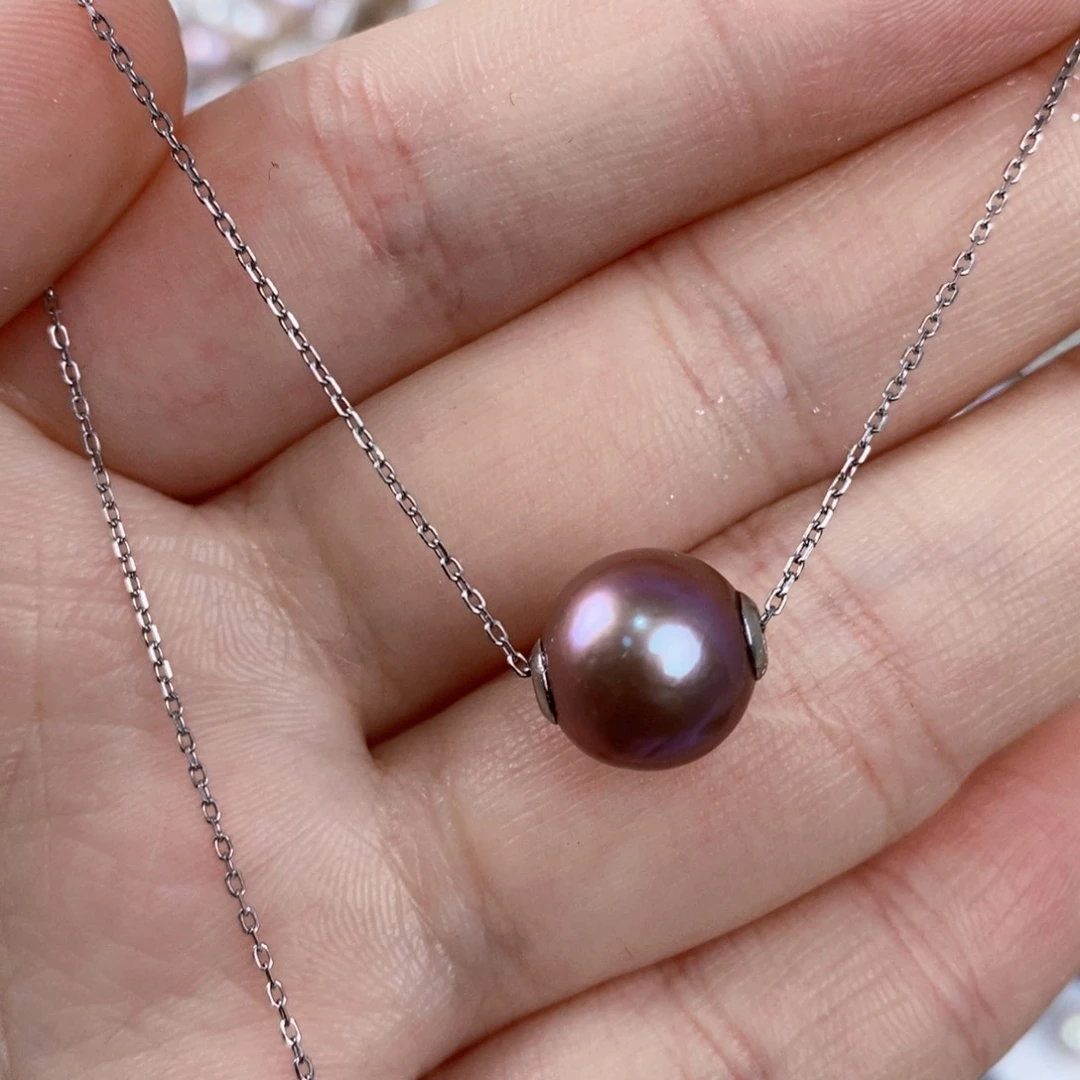 淡水珍珠吊坠(不含链)银S925镶嵌11-12