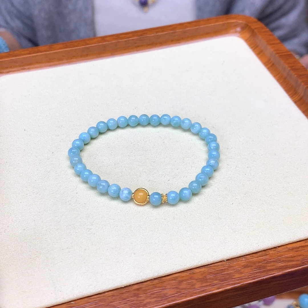 针钠钙石（海纹石）手链18K金镶嵌