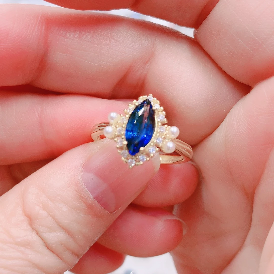 蓝宝石戒指银S925镶嵌