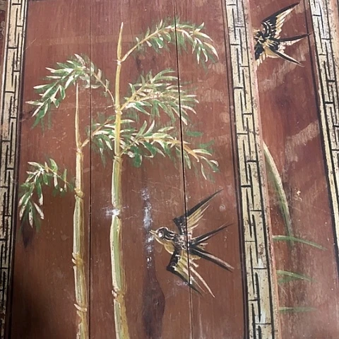风车木（黑檀木）手工老木雕人物花板