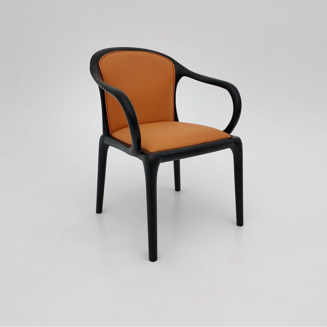 轻奢极简真皮白蜡木人体工学椅子家用酒店椅北欧餐厅简约意式餐椅