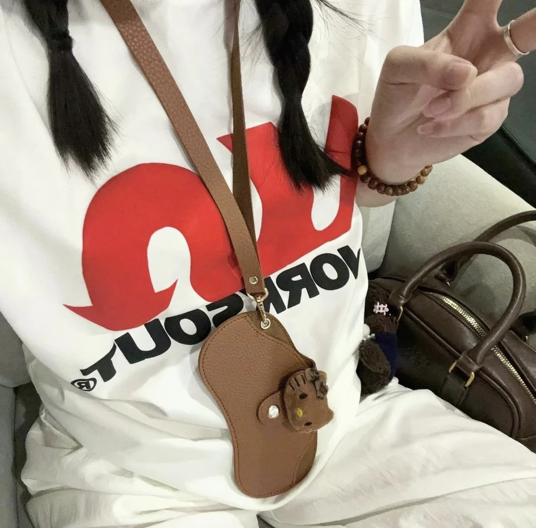 黑皮豹纹kitty皮质高级感可挂脖收纳眼镜袋便携随身带墨镜眼镜包