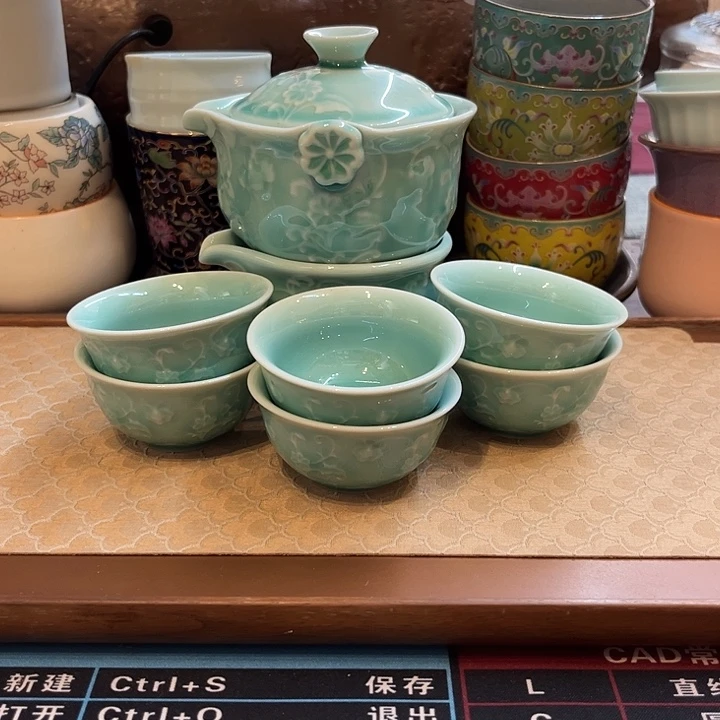 瓷片青瓷套装8件套装微瑕