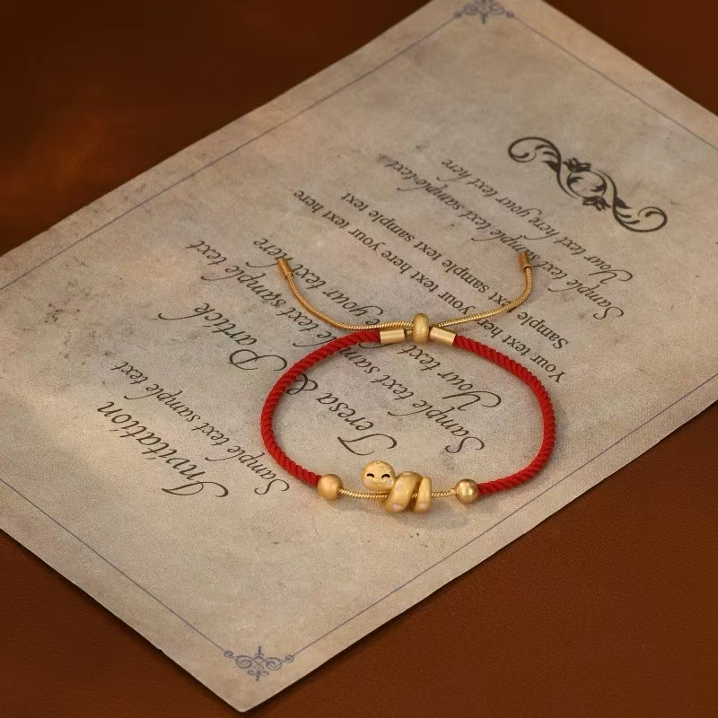 铜合金布艺手链 1007---洋气时尚百搭卷卷蛇红绳手链