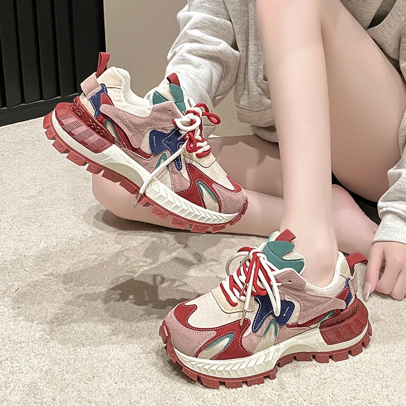 2025老爹鞋女爆款网红休闲透气百搭舒适休闲鞋运动鞋厚底女鞋时尚