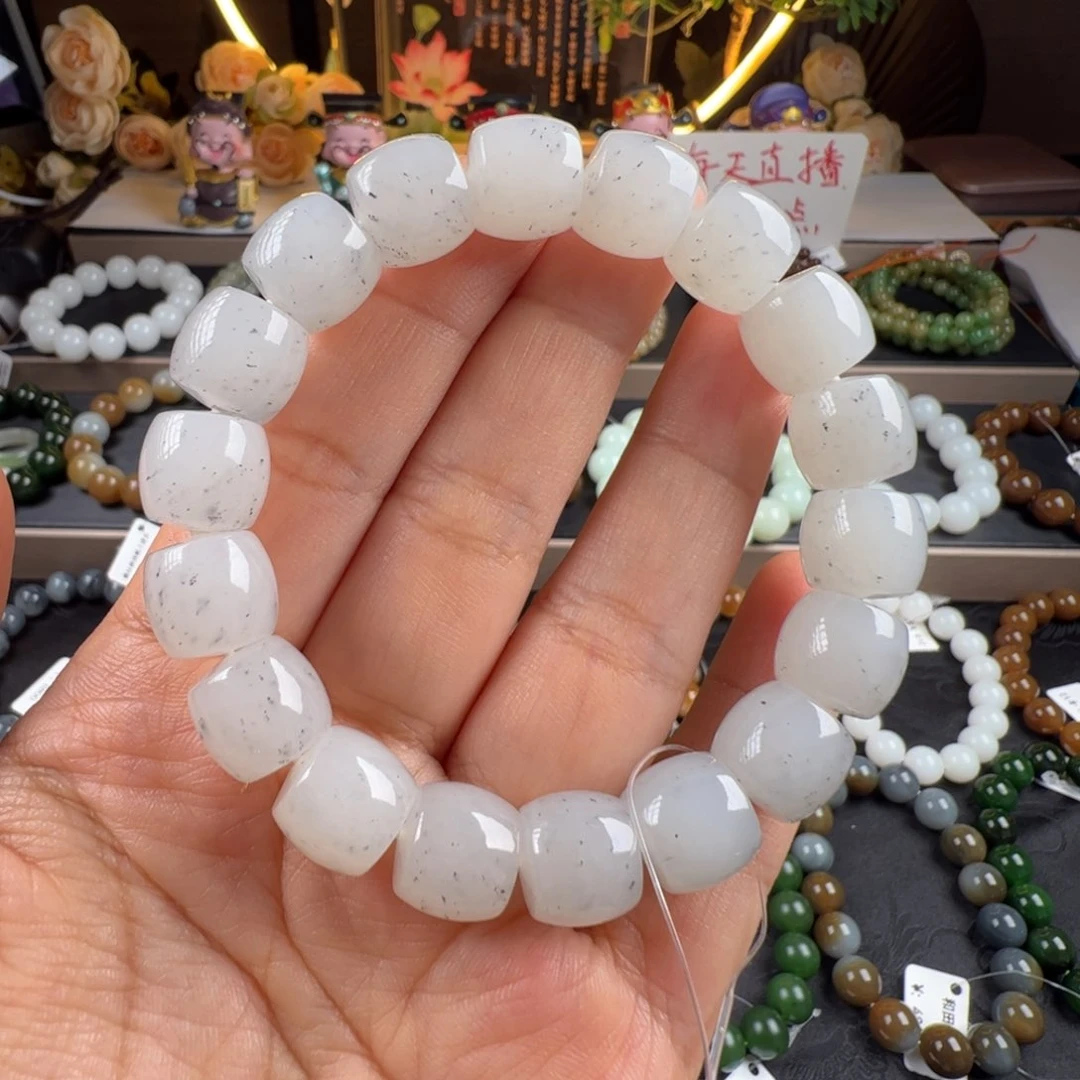 手链未镶嵌和田玉籽青花白底点墨卡12