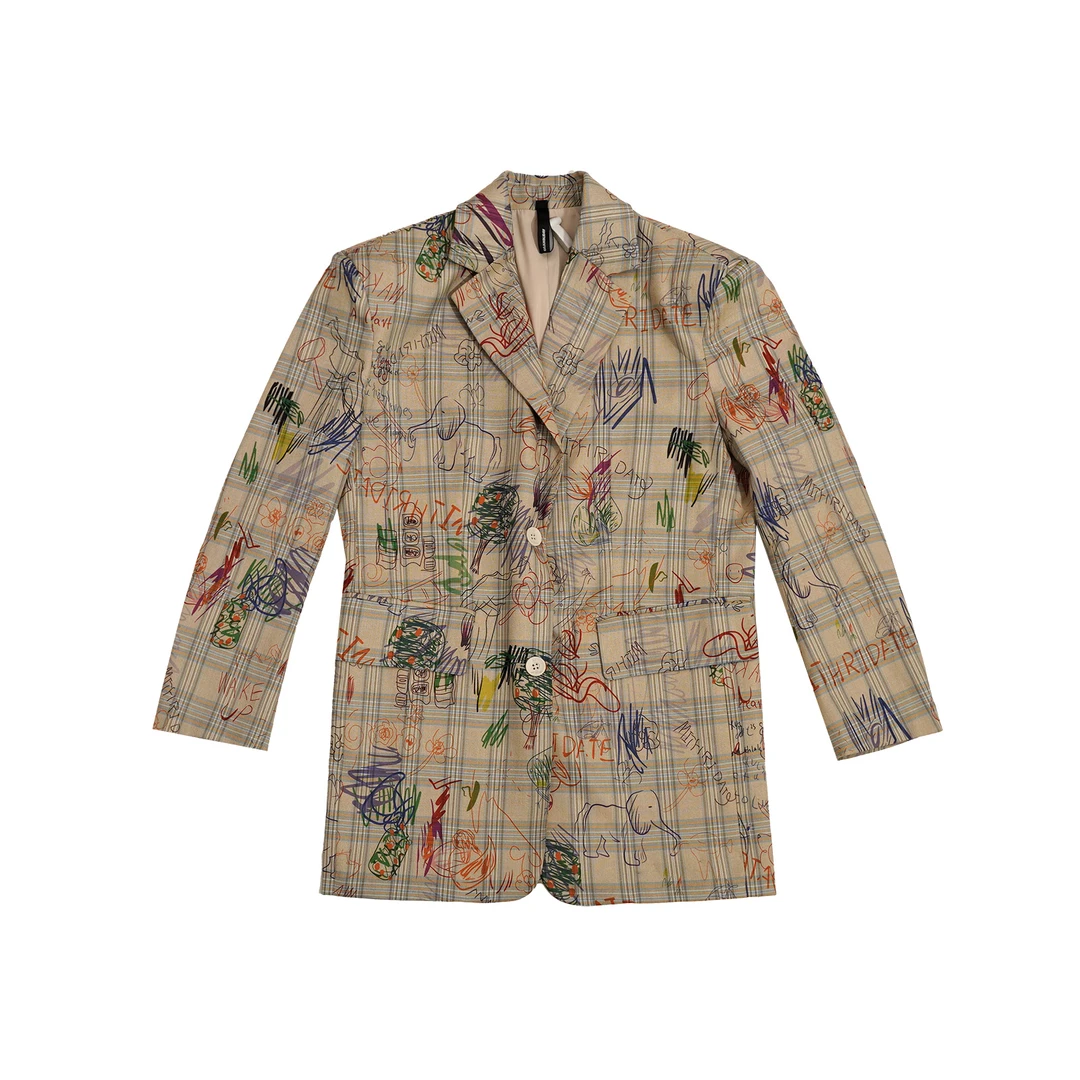 GG潮牌女装春季宽松休闲时尚涂鸦西装百搭西服潮流外套-151239