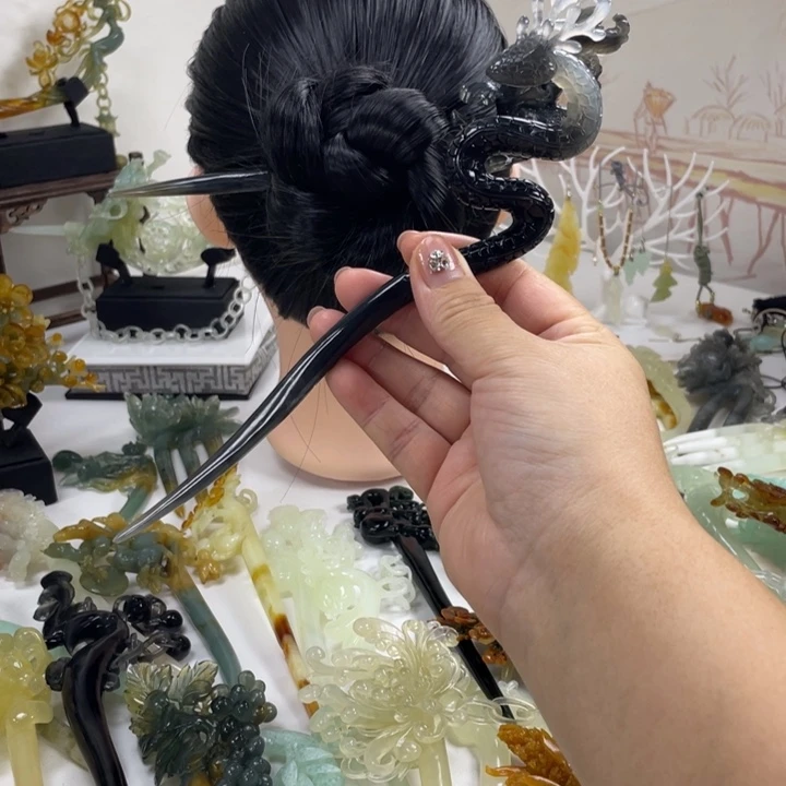 思***思岫玉未镶嵌发饰发簪