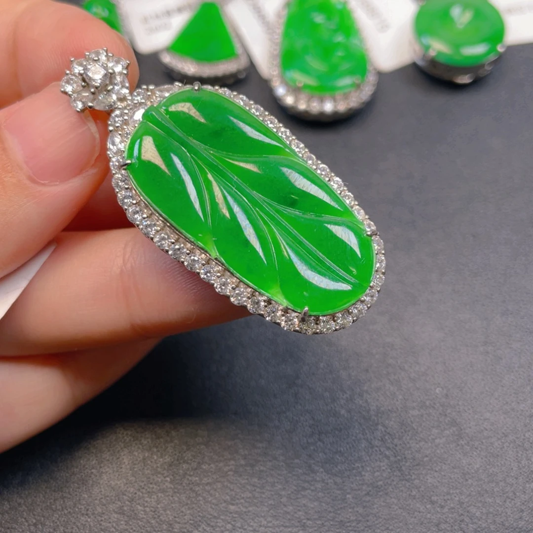 吊坠(不含链)银S925镶嵌翡翠