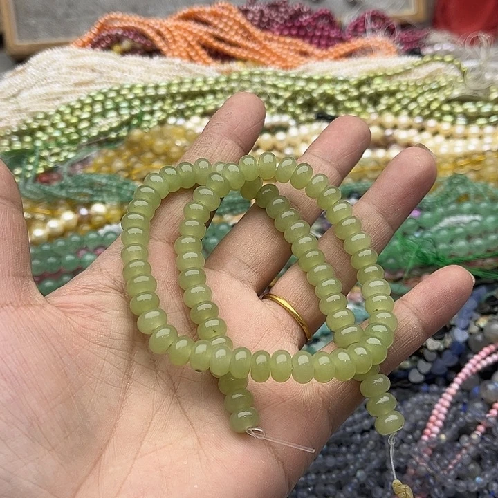玛瑙/玉髓珠宝半成品未镶嵌一条8mm晴水和田算盘珠