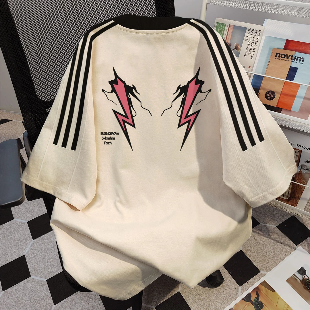 100%纯棉美式学生百搭圆领短袖t恤男女夏季宽松慵懒风情侣上衣ins