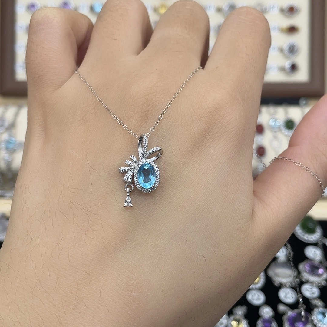 托帕石银S925镶嵌颈饰