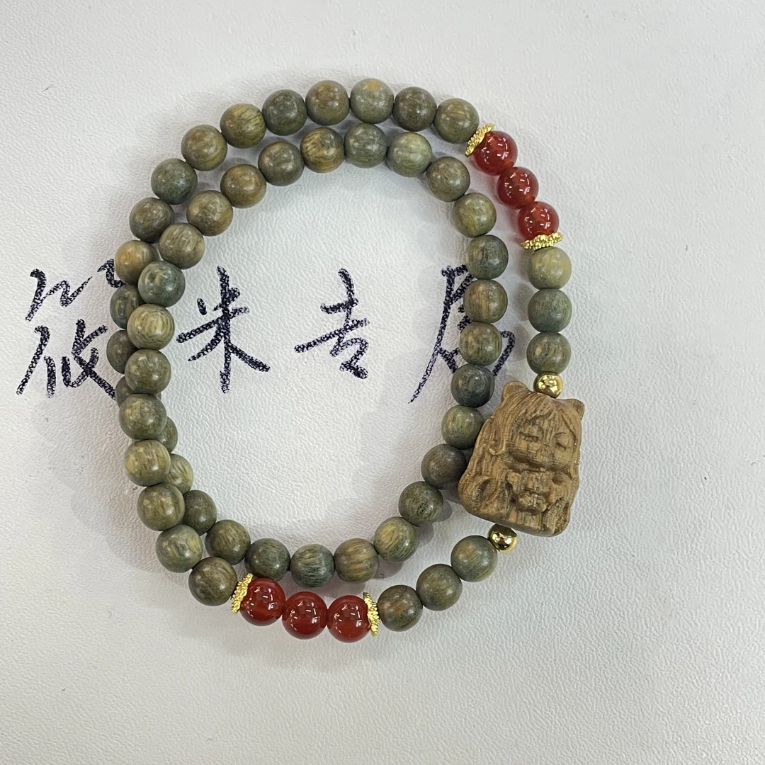 6mm凤九绿檀双圈手串A383 dj