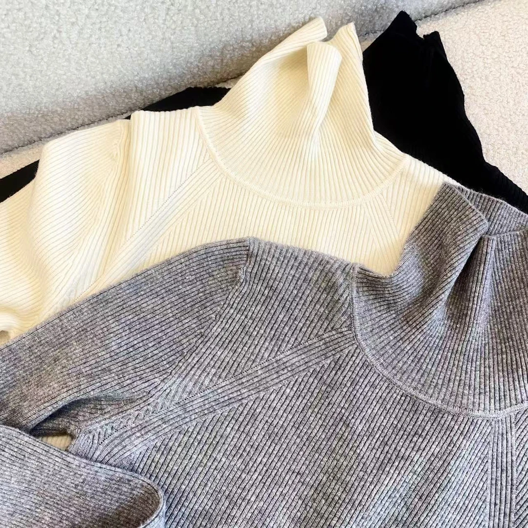 【堆堆领针织打底衫】针织高领纯色高级百搭细腻软糯亲肤-苋 16462-