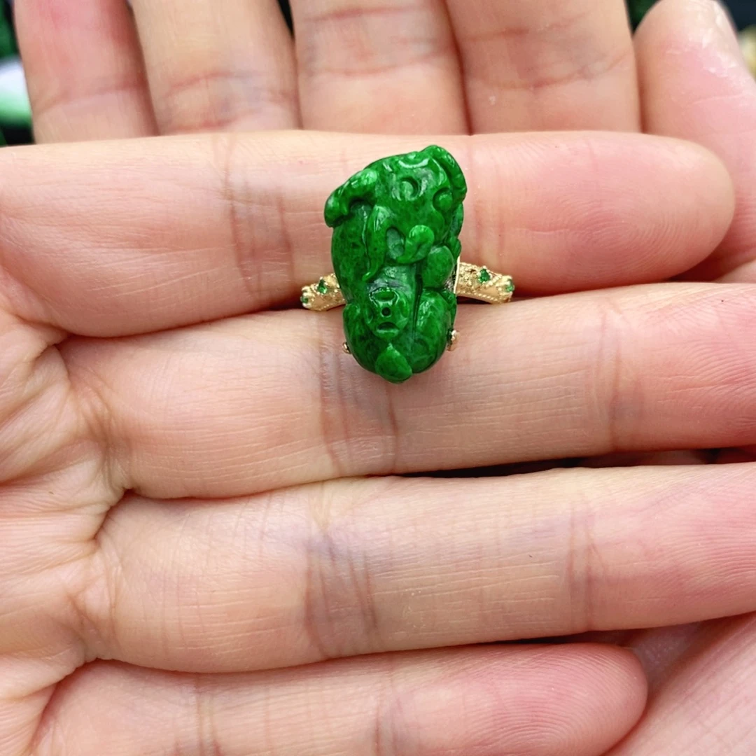 翡翠戒指银S925镶嵌翡翠