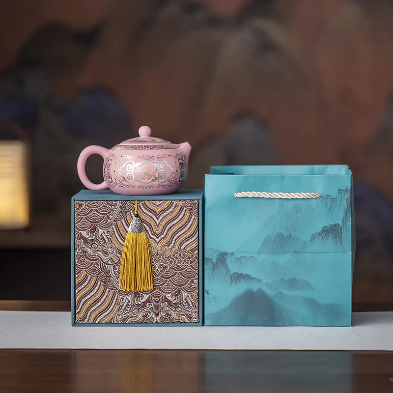 大容量遇热水变色紫砂壶套装国潮西施壶茶杯家用泡茶器原矿粉泥款