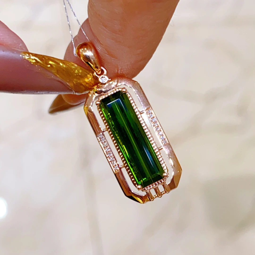 3.5ct 18k镶嵌碧玺吊坠2880