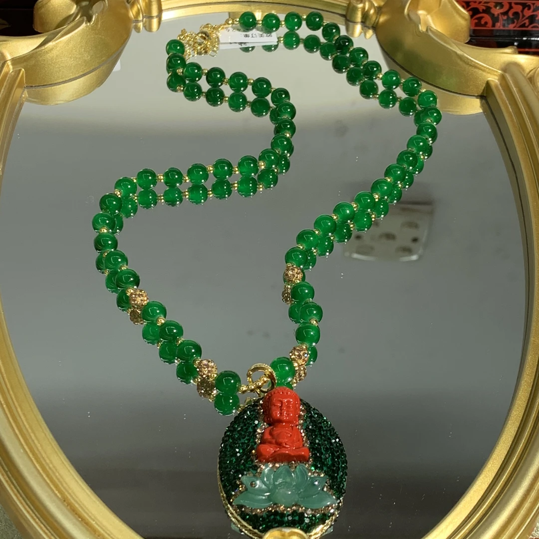 铜合金合成锆石项链 TTSD 红色宝宝佛设计时尚百搭项链 7426