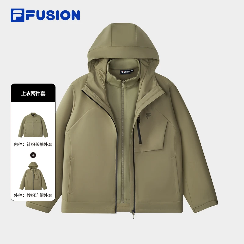 FILA斐乐【三合一防水透湿】梭织连帽两件套立领外套T11M547702F