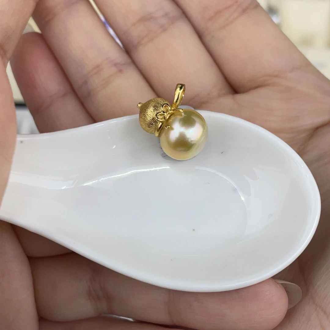 海水珍珠颈饰银S925镶嵌开播福利11+葫芦吊坠