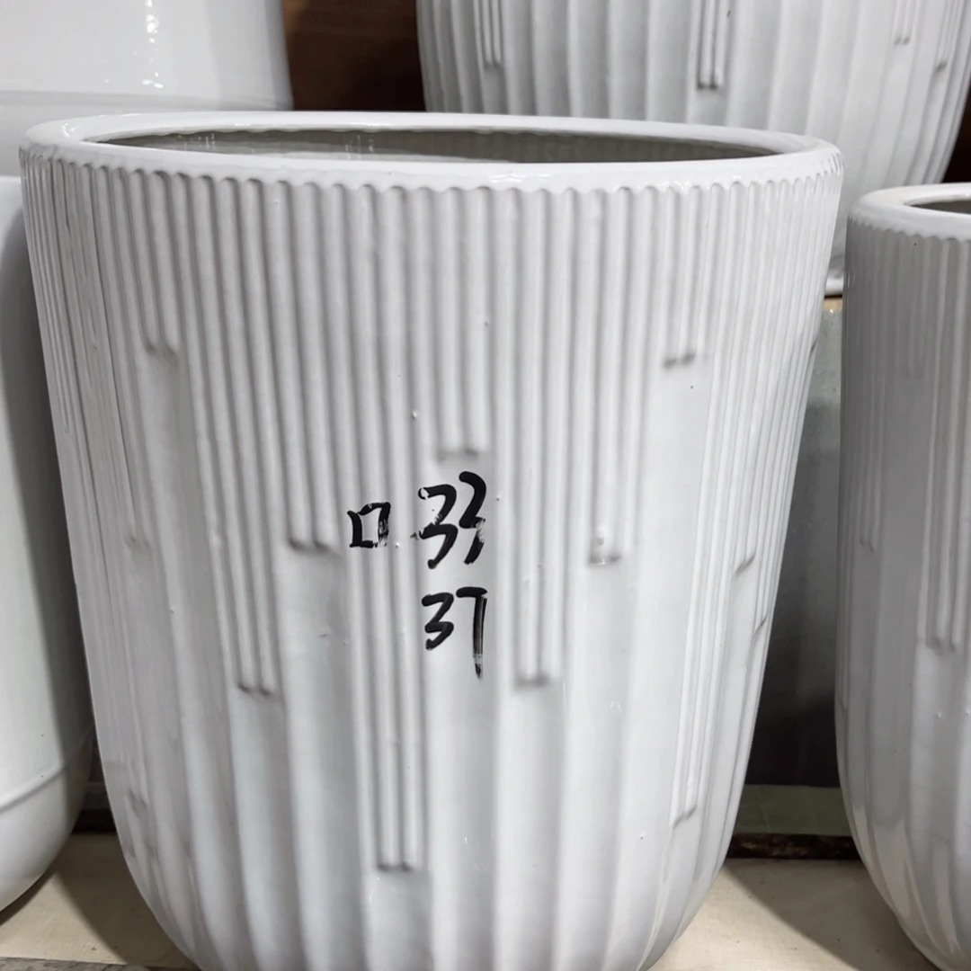 纯白音符大号高温陶瓷花盆微瑕