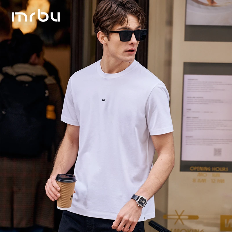 Mr.Bu布先生短袖T恤男纯棉白色简约上衣初秋新品GT16305断码清仓