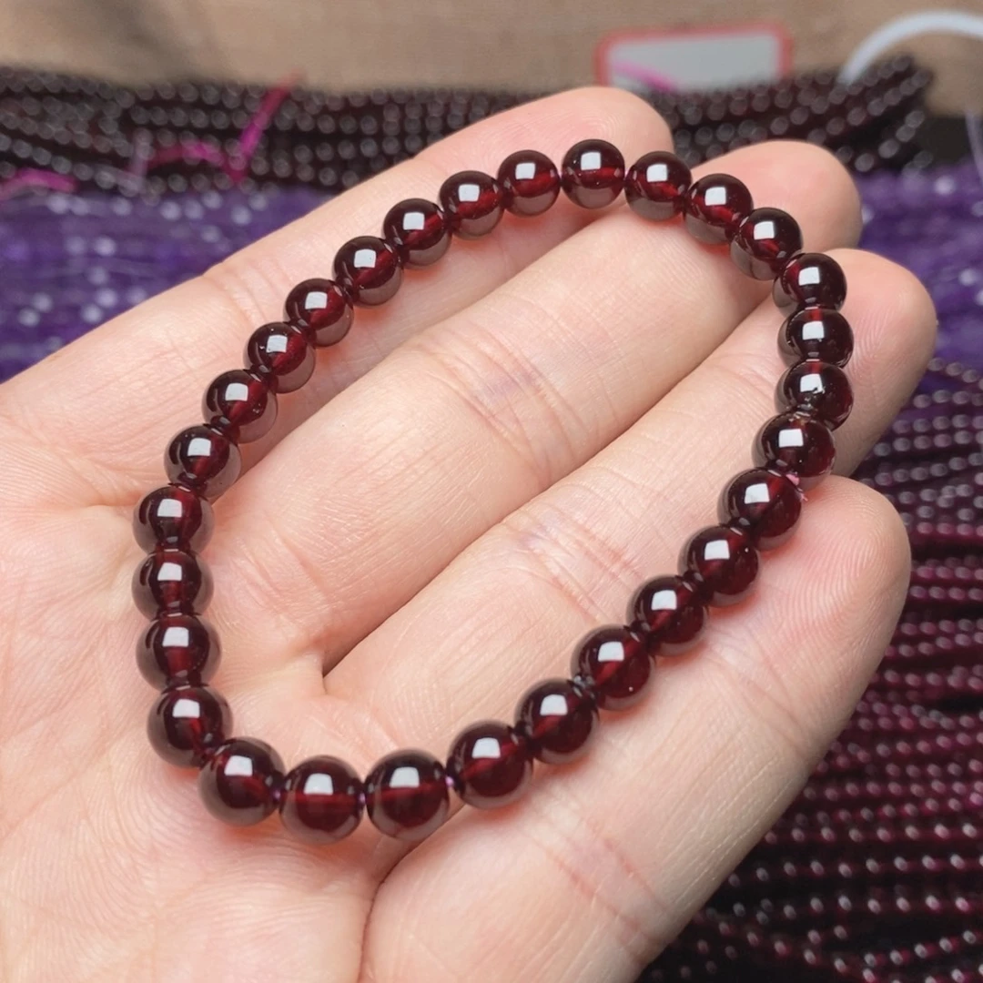 石榴石手链未镶嵌卡6➕酒红高品质净体