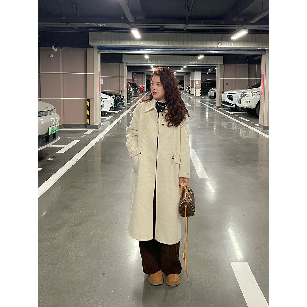 WenWen小个子2025秋冬新款双面羊毛百搭轻奢高级感长款风衣4639