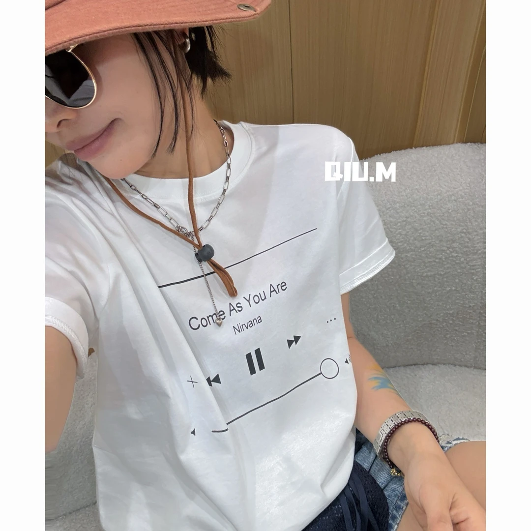 【QM】.音乐T深圳版极简简约休闲显瘦百搭洋气时尚宽松薄款短袖上衣