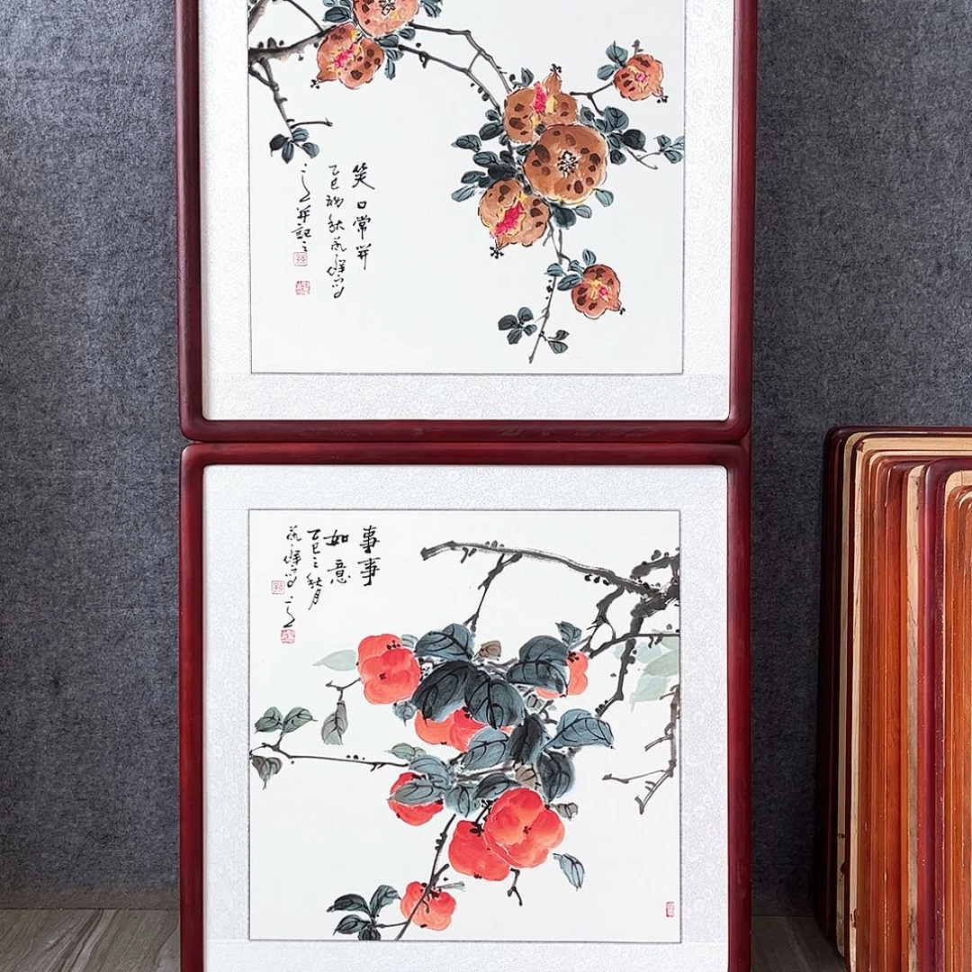 粉***忆国画书画作品带框63×63
