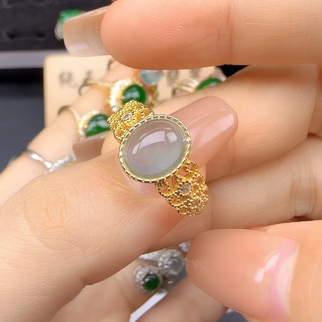 银S925镶嵌戒指翡翠