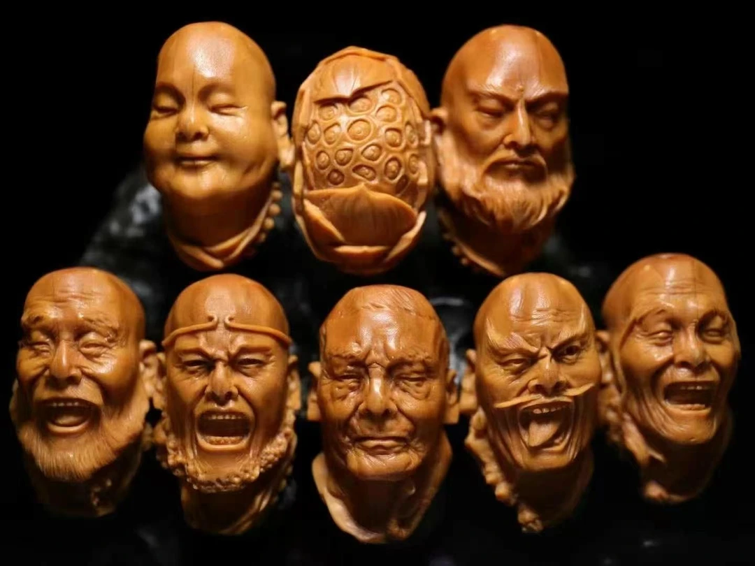 【瑞兽七星】罗汉约1.9cm-金莲款珠7+1-郝然纯手工橄榄核雕