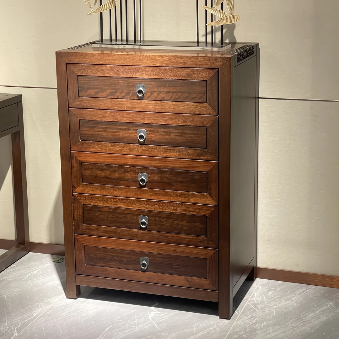 宋式美学实木黑檀木五斗柜收纳柜储物柜鞋柜大容量卧室客厅家用