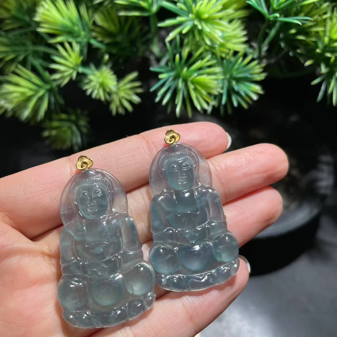 【玉经纶】20441/Q30-天然A货翡翠观音吊坠-多样性发其一