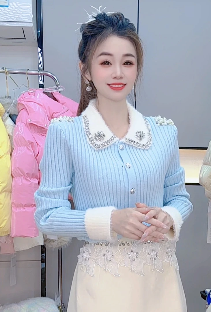 055#重工拼接针织毛衣