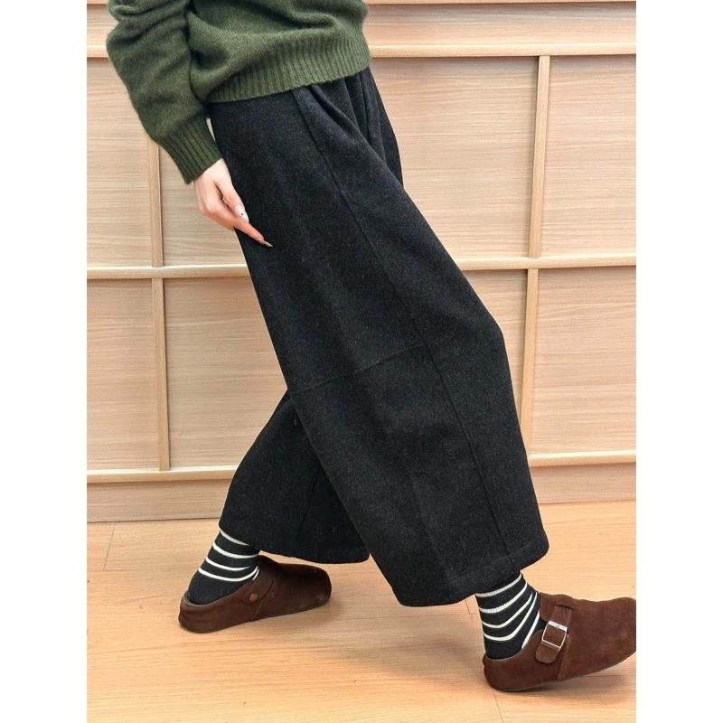 大码冬季款加绒直筒阔腿休闲裤女梨形身材高腰宽松显瘦百搭八分裤