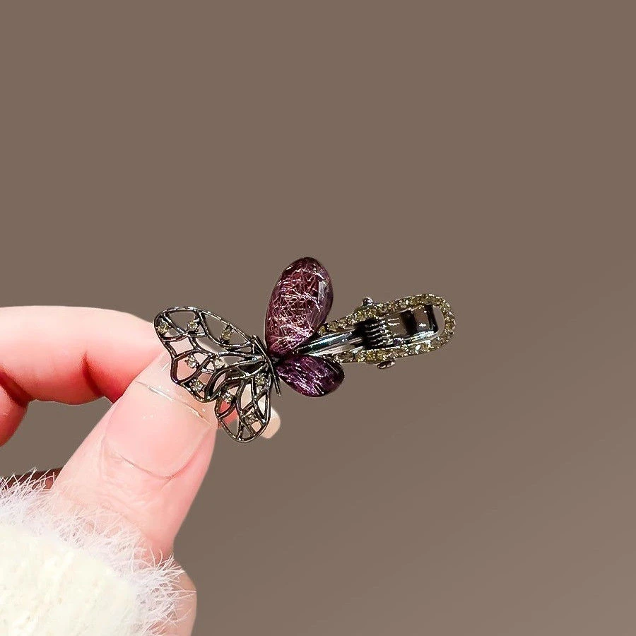 甜美蝴蝶发夹女2025年新款精致侧边夹前额碎发刘海夹子一字夹发卡