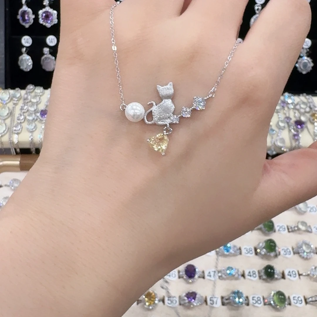 银S925镶嵌吊坠(赠链)黄晶