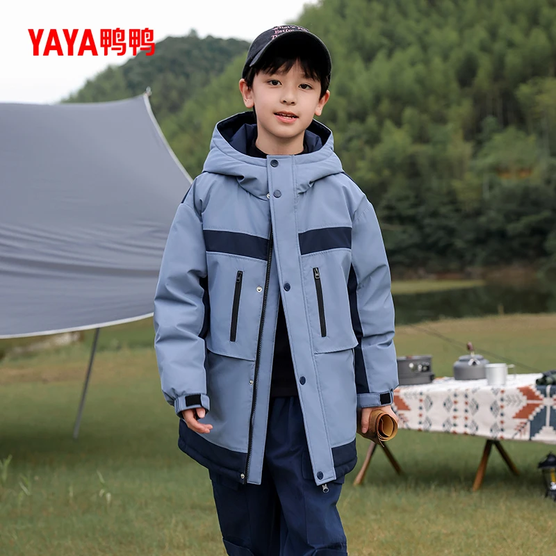 鸭鸭儿童羽绒服男童冬季2025新款青少年中大童装短款加厚工装外套