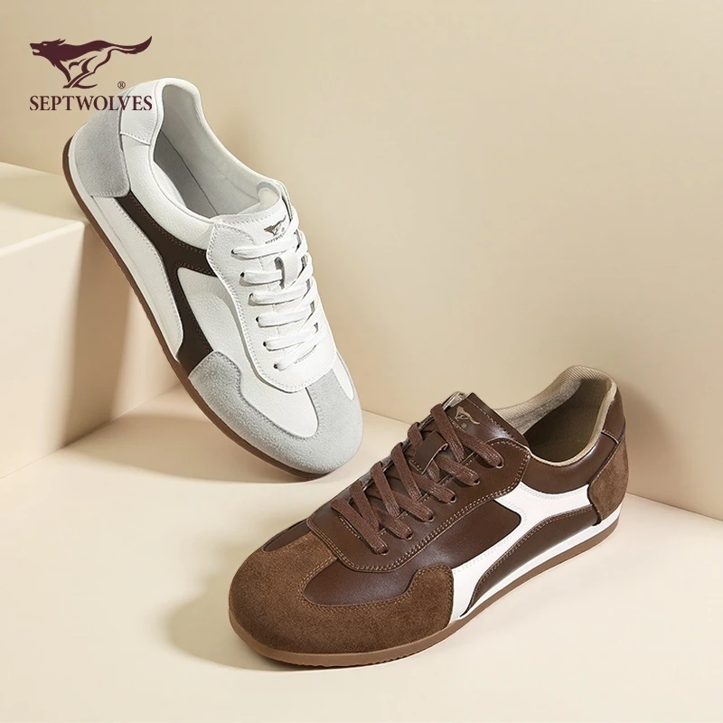 七匹狼复古平底德训鞋男士2025秋季透气休闲阿甘鞋百搭运动鞋9918