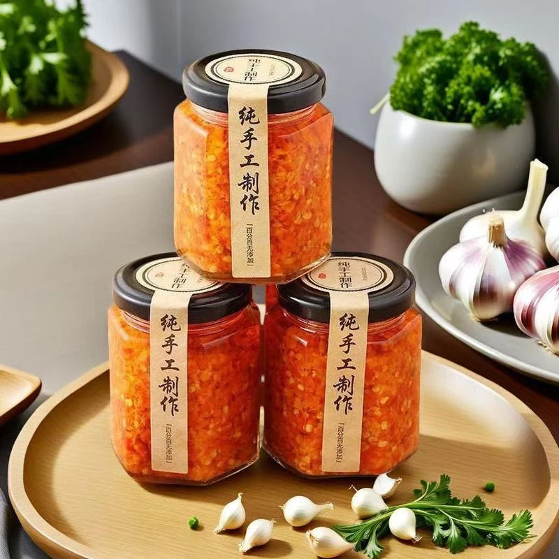 广东潮汕农家自制香辣酱肠粉猪脚饭纯手工新鲜蒜蓉辣椒酱特辣下饭