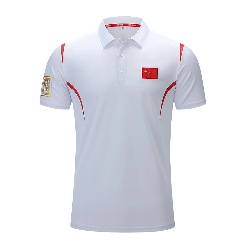 国旗运动POLO衫短袖新款夏季体育训练跑步游泳透气翻领团体教练服