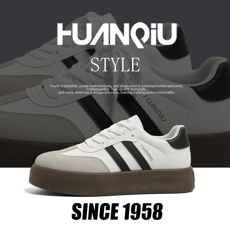 环球德训鞋子男款百搭休闲小白鞋厚底增高鞋男透气干净感痞帅男鞋