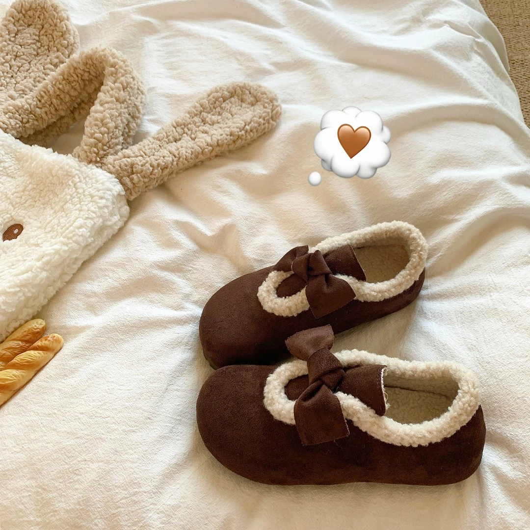 三福加绒保暖厚底棉鞋女2025新款秋冬加厚复古全包雪地毛毛勃肯鞋