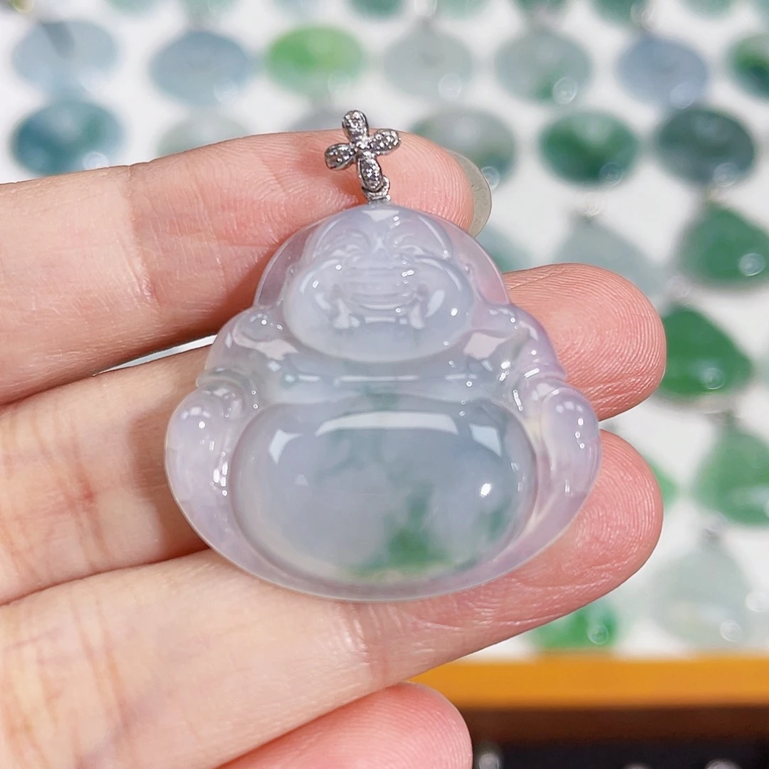 颈饰18K金镶嵌翡翠吊坠