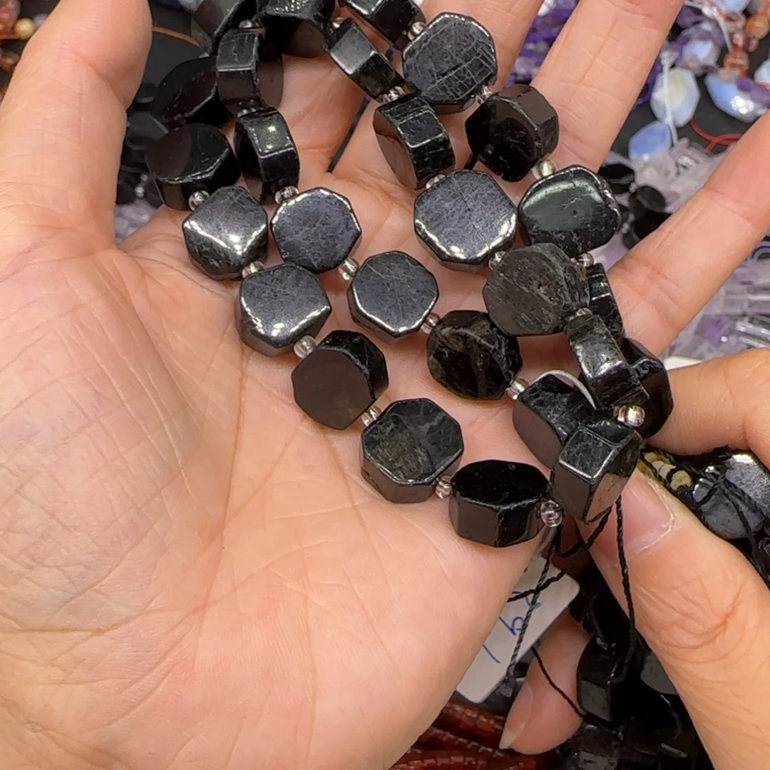 玛瑙/玉髓合金珠宝半成品黑碧玺12mm一条牌子